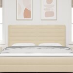 vidaXL Tête de lit Design à lignes Crème 90 cm Tissu