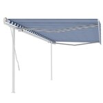 vidaXL Auvent manuel rétractable avec poteaux 5x3 5 m Bleu et blanc