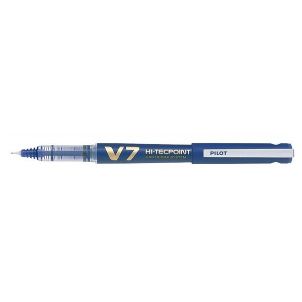Roller rechargeable hi-techpoint v7 begreen pointe moyenne encre liquide bleu x 10 pilot