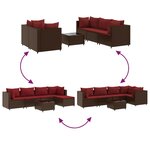 vidaXL Salon de jardin 6 Pièces avec coussins Marron Résine tressée