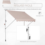 Store banne manuel rétractable 2L x 1 5l x 1 7-2 8H m inclinaison réglable installation rapide métal alu polyester beige