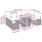 vidaXL Ensemble de salle à manger de jardin de 10 pièces avec coussins en gris poly rotin et acacia