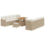 Ensemble de canapé de jardin vidaXL 11 pièces avec coussins Beige Poly Rotin Acacia