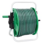 vidaXL Enrouleur de tuyau vert sur pied avec tuyau de 50 m PVC