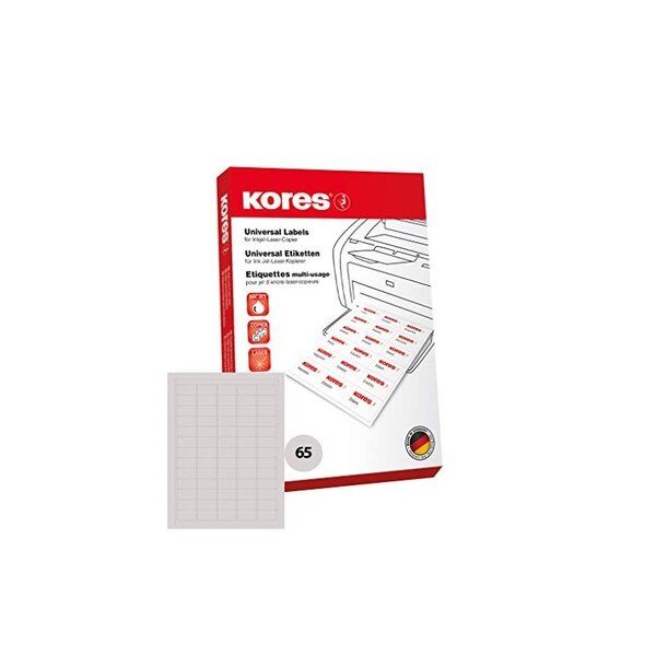 Kores etiquette universelle, 38 x 21,2 mm, blanc