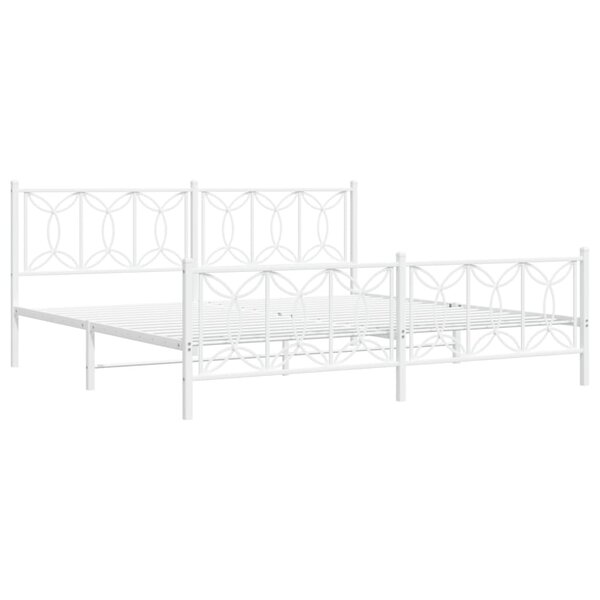vidaXL Cadre de lit métal avec tête de lit/pied de lit blanc 200x200cm