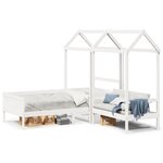 vidaXL Ensemble de lit de jour et de banc avec toit sans matelas blanc