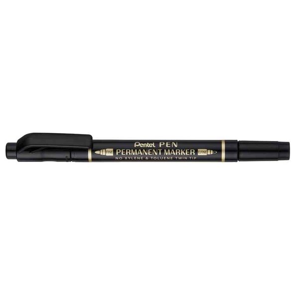 Marqueur permanent Pen  double pointe  noir x 12 PENTEL