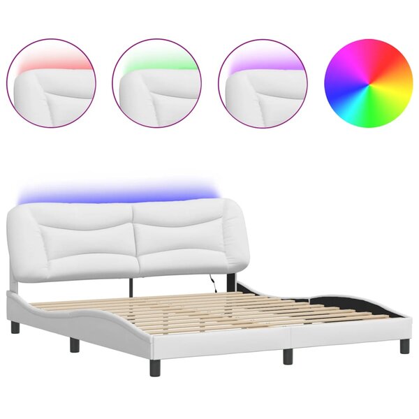 vidaXL Cadre de lit avec lumières LED noir 180x200 cm similicuir