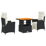 vidaXL Ensemble à manger de jardin avec coussins 3 Pièces Noir