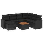 vidaXL Salon de jardin 8 Pièces avec coussins noir résine tressée