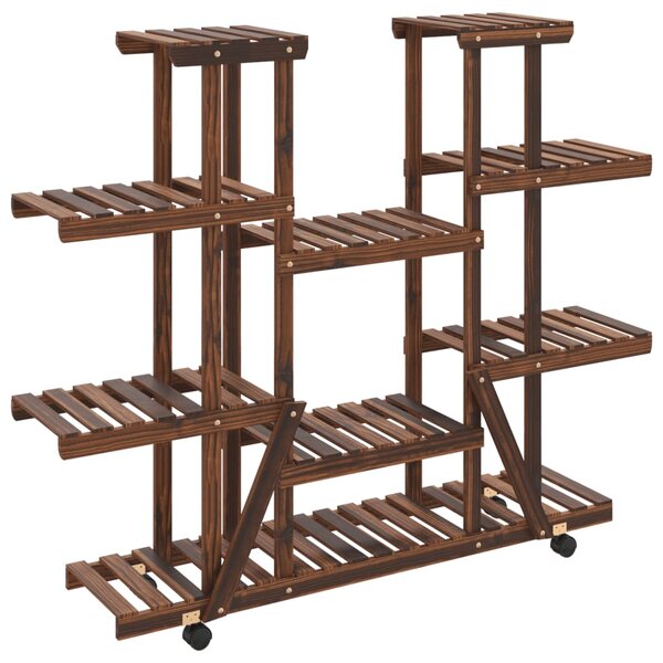 vidaXL Support à fleurs avec roues 110x25x115 cm bois massif de sapin