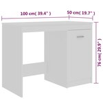vidaXL Bureau Blanc 100x50x76 cm Bois d'ingénierie