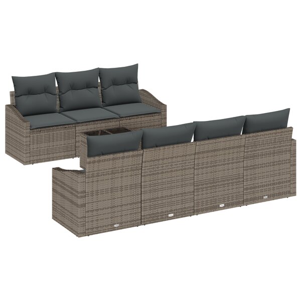 vidaXL Ensemble de salle à manger de jardin 8 pièces avec coussins gris en rotin synthétique