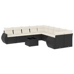 vidaXL Salon de jardin 11 Pièces avec coussins noir résine tressée