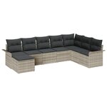vidaXL Set de canapé de jardin 8 pièces avec coussins gris clair poly rotin