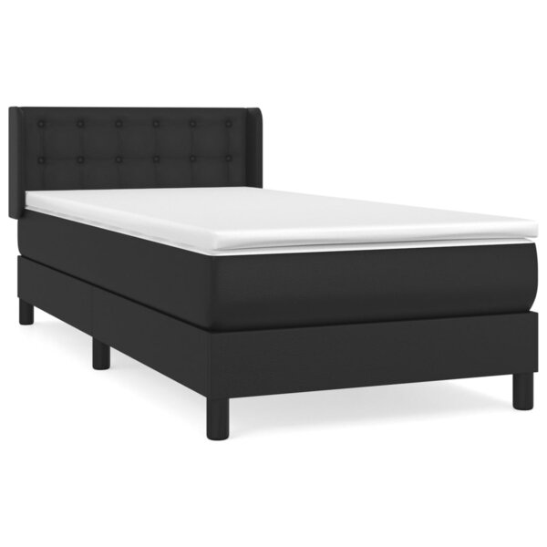 vidaXL Sommier à lattes de lit avec matelas Noir 90x200 cm Similicuir