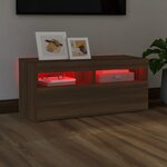 vidaXL Meuble TV avec lumières LED Chêne marron 90x35x40 cm