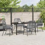 vidaXL Ensemble de Salle à Manger de Jardin de 5 Pièces avec Coussins Gris Poly Rattan