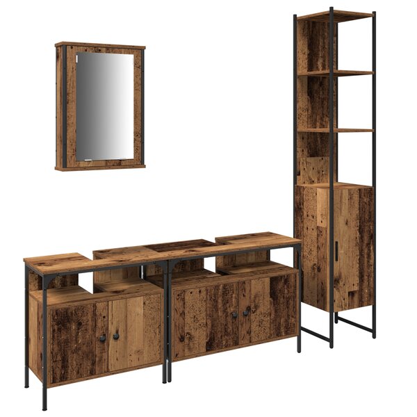 vidaXL Meuble de salle de bain avec lavabo intégré en bois vieux en bois d'ingénierie