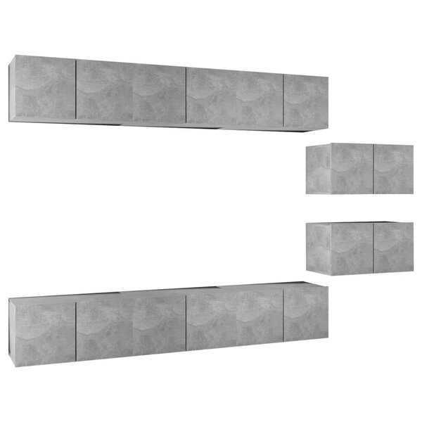 vidaXL Meubles TV 8 Pièces Gris béton Bois d'ingénierie