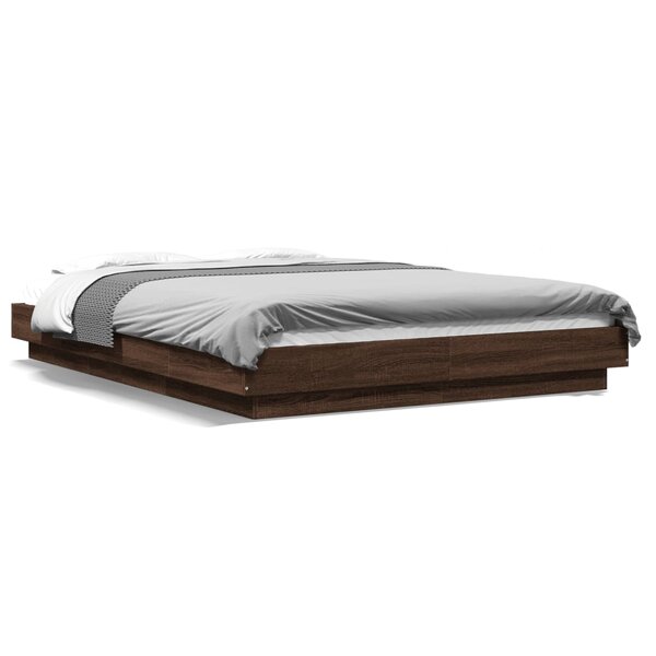 vidaXL Cadre de lit avec lumières LED sans matelas 135x190 cm