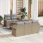 vidaXL Canapé de jardin 6 pièces avec coussins Beige Poly Rotin