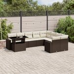 vidaXL Salon de jardin 10 Pièces avec coussins marron résine tressée
