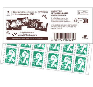Carnet 12 timbres Marianne de l'avenir - Lettre Verte - Couverture NFT