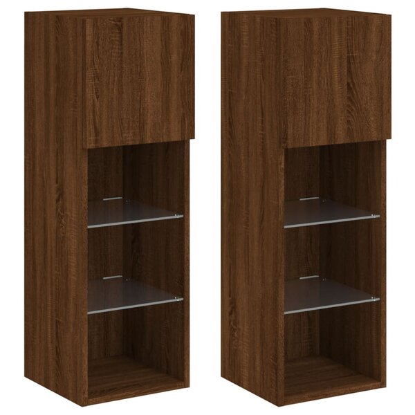 vidaXL Meubles TV avec lumières LED 2 Pièces chêne marron 30 5x30x90 cm