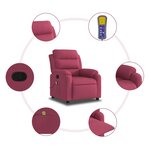 vidaXL Fauteuil de massage inclinable rouge bordeaux velours