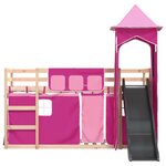 vidaXL Lit superposé sans matelas avec toboggan et rideaux 90x200 cm