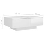 vidaXL Table basse Blanc brillant 90x60x31 cm Bois d'ingénierie
