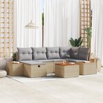 vidaXL Ensemble de 7 canapés de jardin avec coussins beiges en rotin synthétique