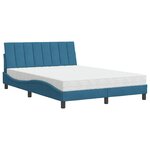 vidaXL Lit avec matelas bleu 120x200 cm velours