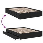 vidaXL Cadre de lit avec tiroirs sans matelas noir 135x190 cm