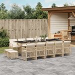 vidaXL Ensemble à manger de jardin et coussins 15 Pièces beige