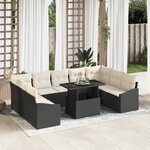 vidaXL Ensemble de jardin 10 pièces avec coussins Noir Poly Rattan