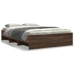 vidaXL Cadre de lit chêne marron 135x190 cm bois d'ingénierie