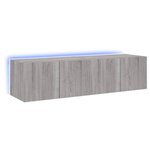 vidaXL Meubles TV muraux et lumières LED 2Pièces sonoma gris 60x35x31 cm