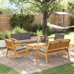 vidaXL Set Bistro 5 pièces avec coussins en bois massif d'acacia