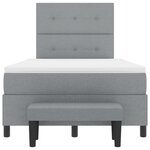 vidaXL Lit avec sommier et banc gris clair 120x200 cm tissu