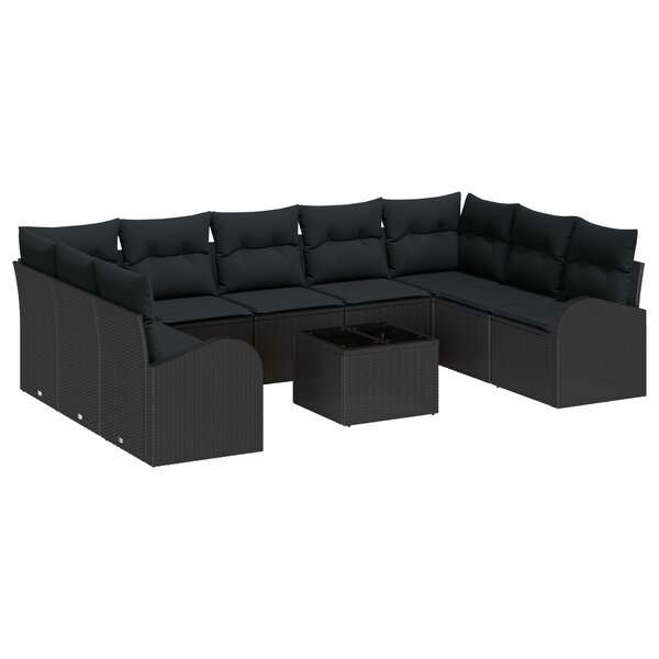 Ensemble de Canapés de Jardin vidaXL 10 pièces avec Coussins Beige Poly Rattan