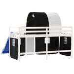 vidaXL Lit mezzanine enfants et tunnel blanc/noir 80x200cm pin massif