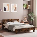 vidaXL Cadre de lit avec LED sans matelas chêne fumé 120x190 cm