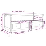 vidaXL Lit de jour sans matelas noir 75x190 cm bois de pin massif