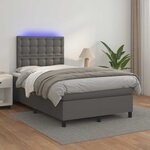 vidaXL Sommier à lattes de lit matelas LED gris 120x190 cm similicuir