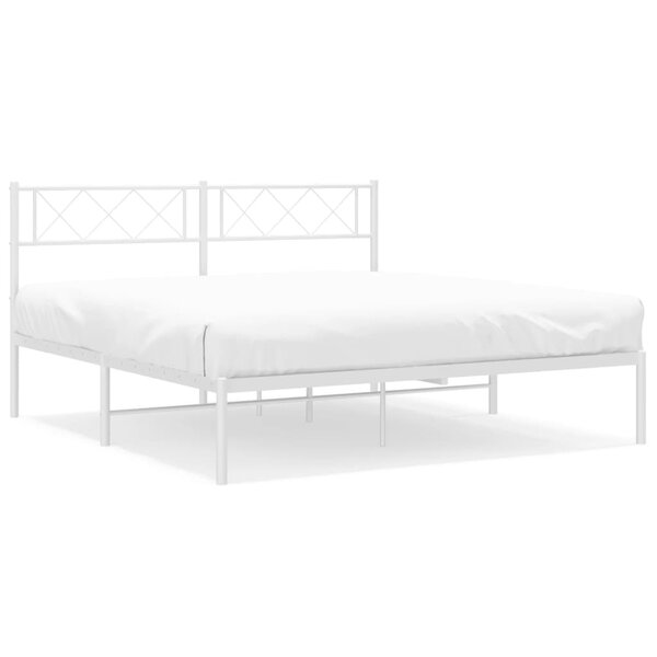 vidaXL Cadre de lit métal avec tête de lit blanc 120x200 cm