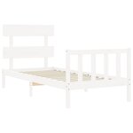 vidaXL Cadre de lit et tête de lit blanc 100x200 cm bois massif
