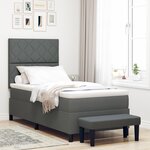vidaXL Lit à Sommier Tapissier avec Matelas & Banc Gris Foncé 90x200 cm en Tissu
